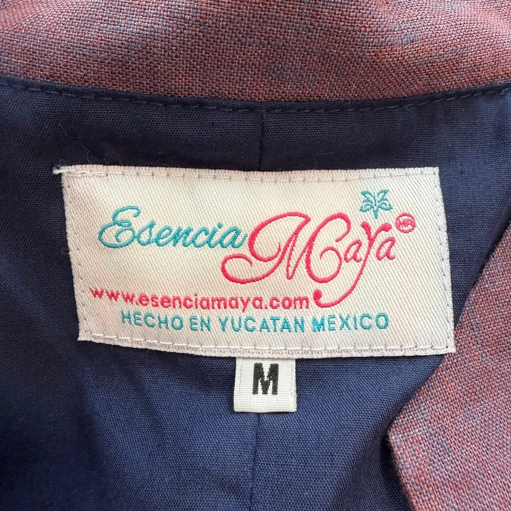 Vintage Inspired Embroidered Linen Blend Blouse Cottagecore Boho Dark Academia M - Picture 8 of 11